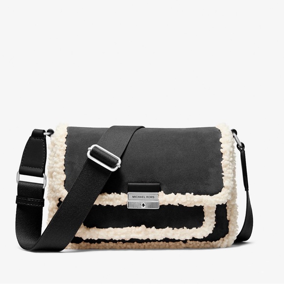 Michael Kors Handbags - Michael Kors Bradshaw Medium Suede and Faux Shearling Messenger Bag